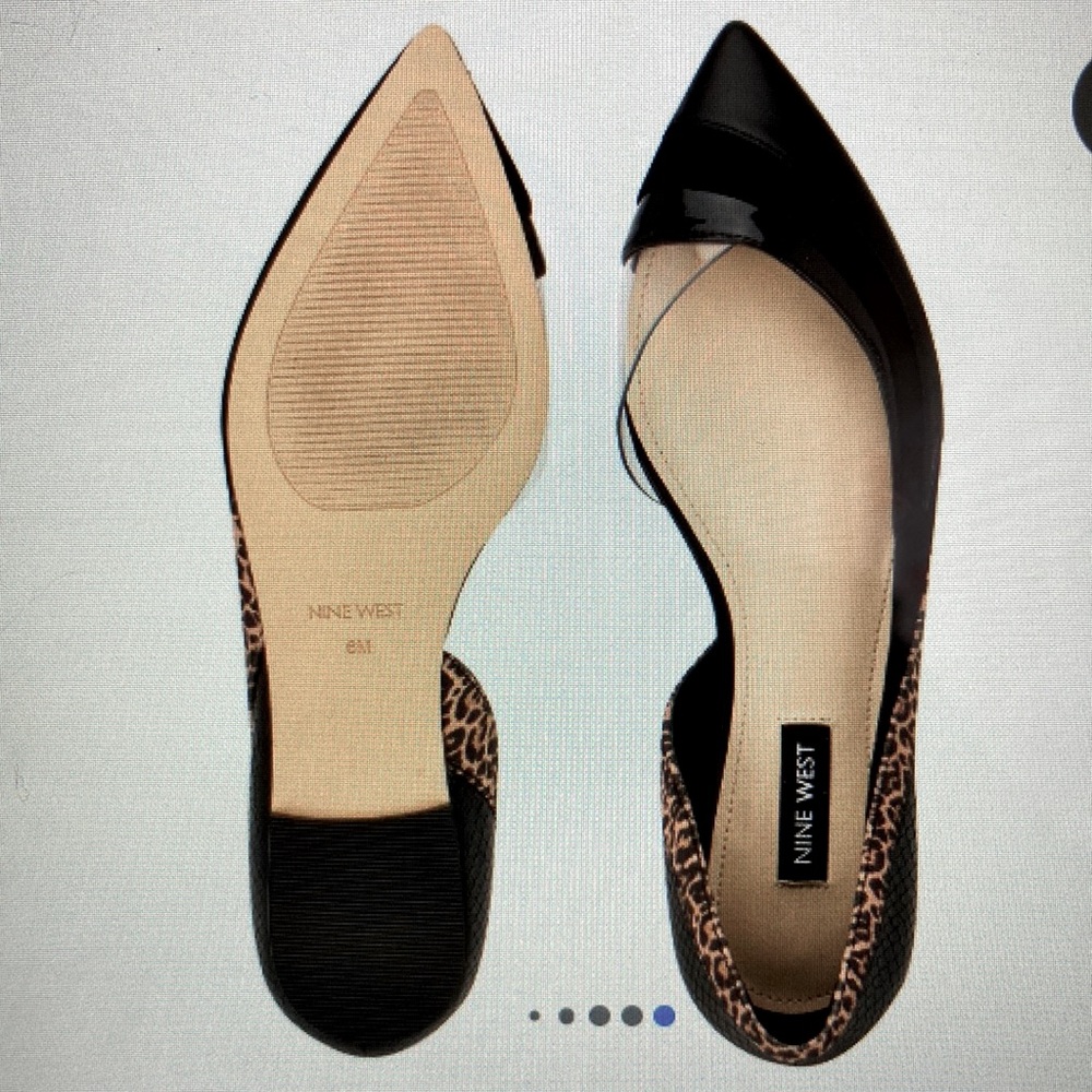 Nine West ByeBye d’Orsay Black/leopard print flats